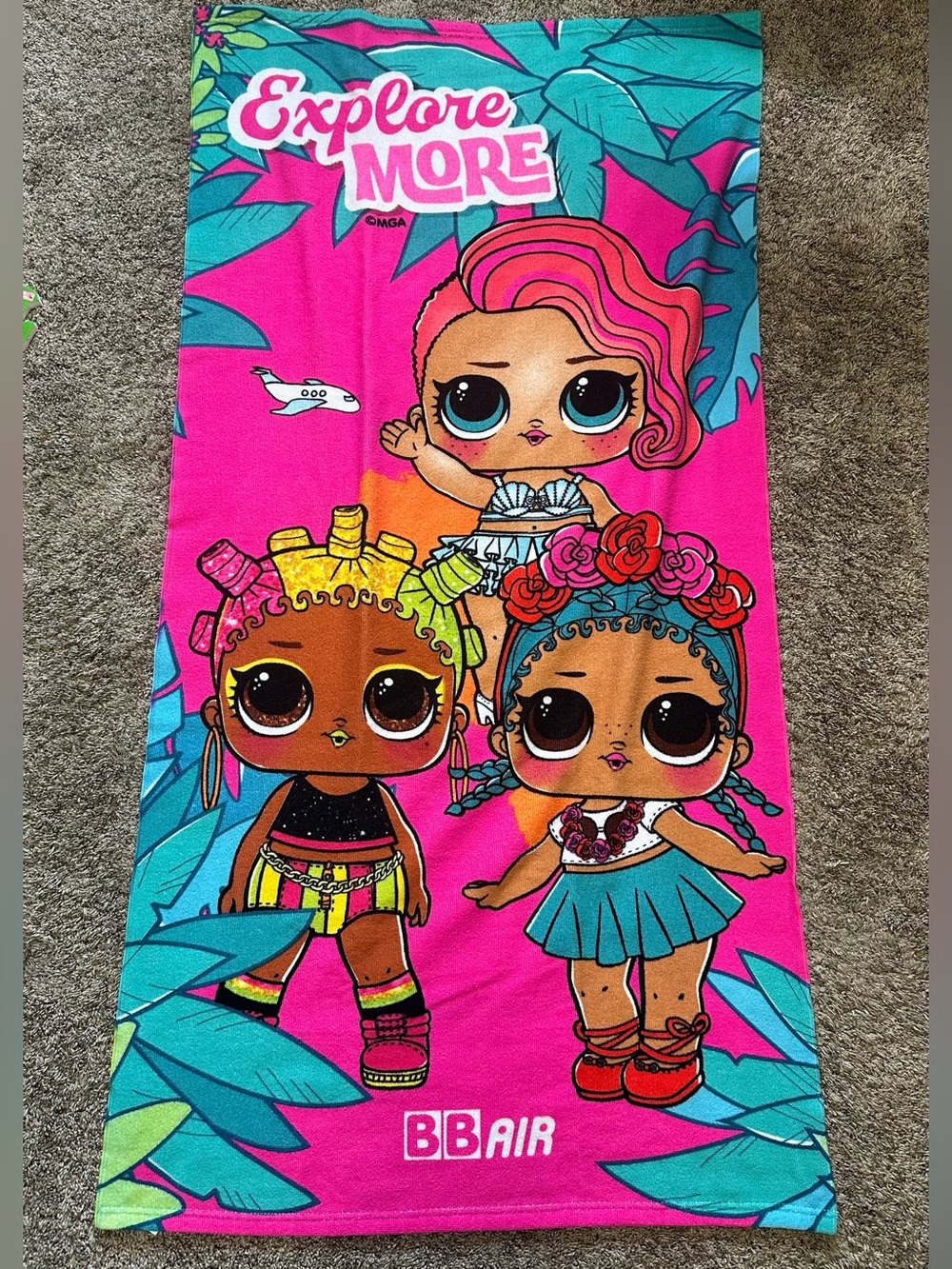 L.O.L. Surprise! Bright Pink & Teal Doll Beach Towel